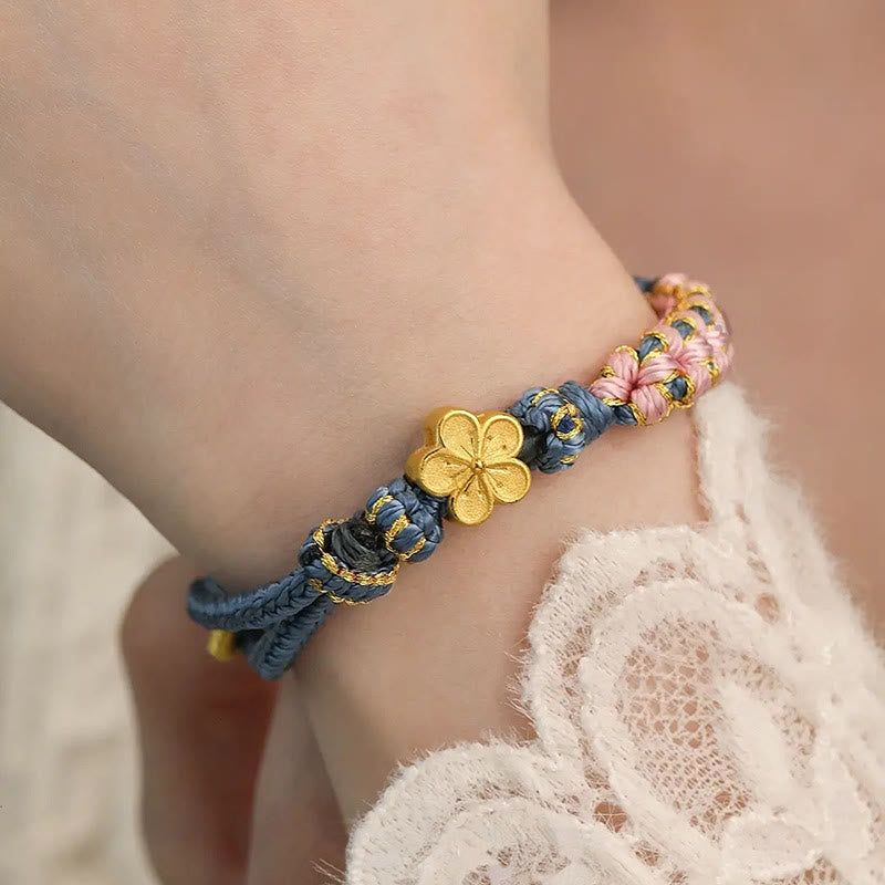 桃の花模様の富の紐ブレスレット