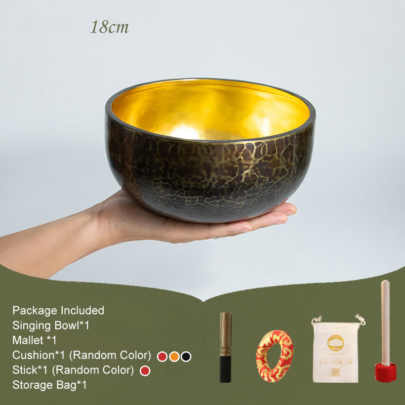 チベット瞑想用サウンドボウル 手作りヒーリングヨガマインドフルネスシンギングボウルセット - 18cm - image 3