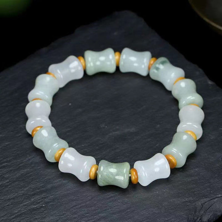 Buddha Stones翡翠ココナッツシェル竹模様豊穣の幸運ブレスレット