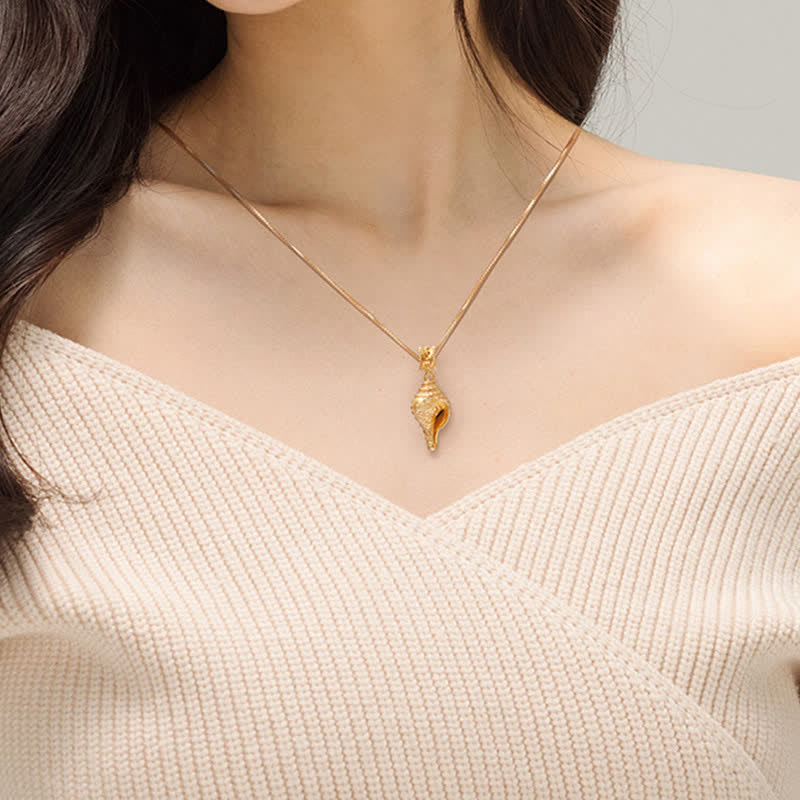 Buddha Stones999 スターリングシルバー シャンカ コンクシェル 貝殻 ラッキーネックレス ペンダント