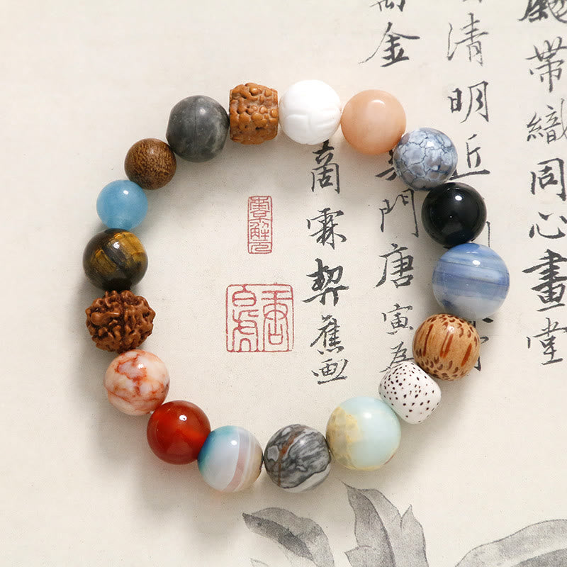 Buddha Stones天然菩提樹の水晶石 瑪瑙 悪霊除けブレスレット