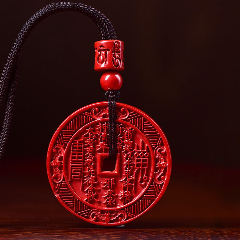 Buddha Stones天然辰砂 山の幽霊 お金を使う 八卦 祝福 ネックレス ペンダント キーチェーン