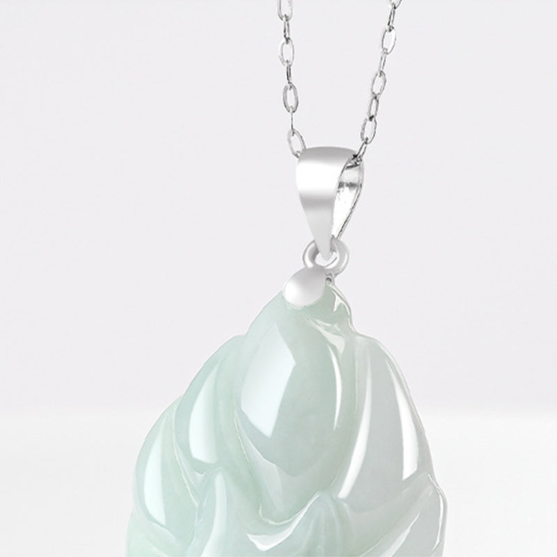 Buddha Stones 925スターリングシルバー 天然翡翠 九尾狐 繁栄のネックレスペンダント