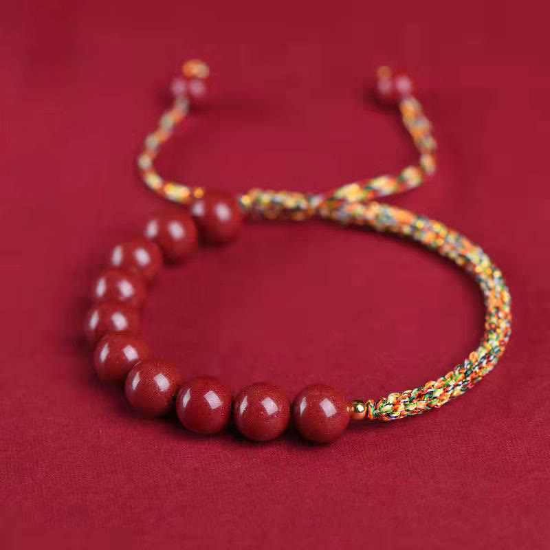 Buddha Stones天然辰砂キングコングノット祝福ストリングブレスレット