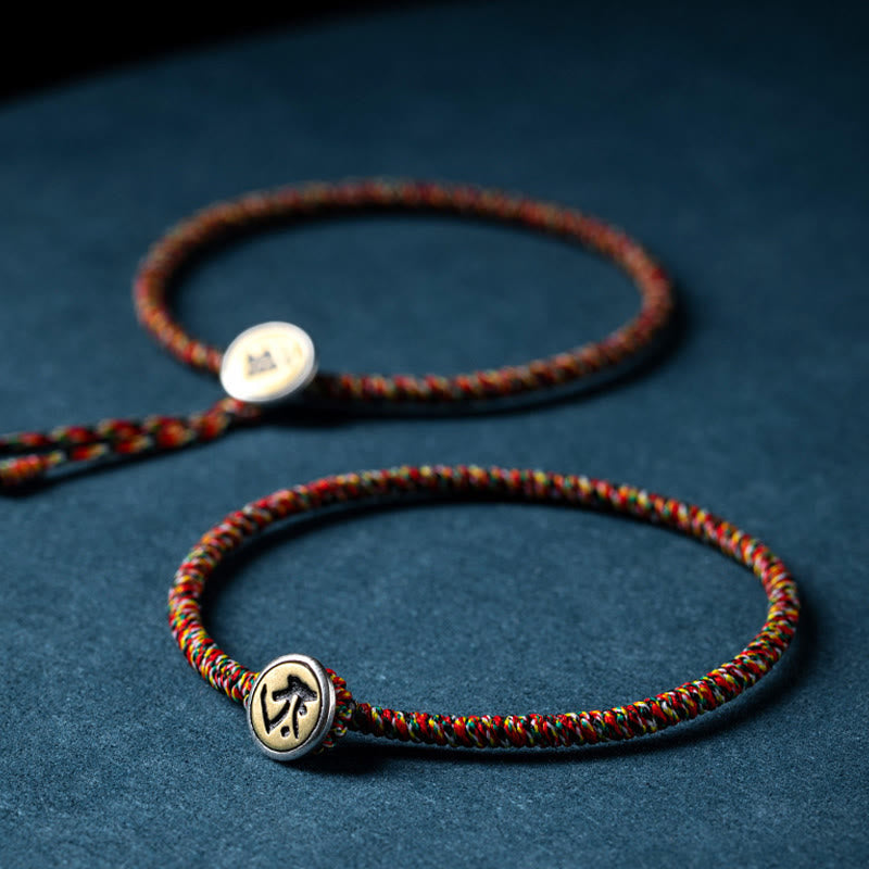 Buddha Stonesハンドメイド 925 スターリングシルバー十二支誕生仏守護 カラフル ロープブレスレット