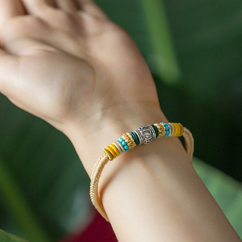 Buddha Stonesハンドメイド925スターリングシルバーチベットオーム・マニ・パドメ・フムピュリティ編みブレスレット - image 3