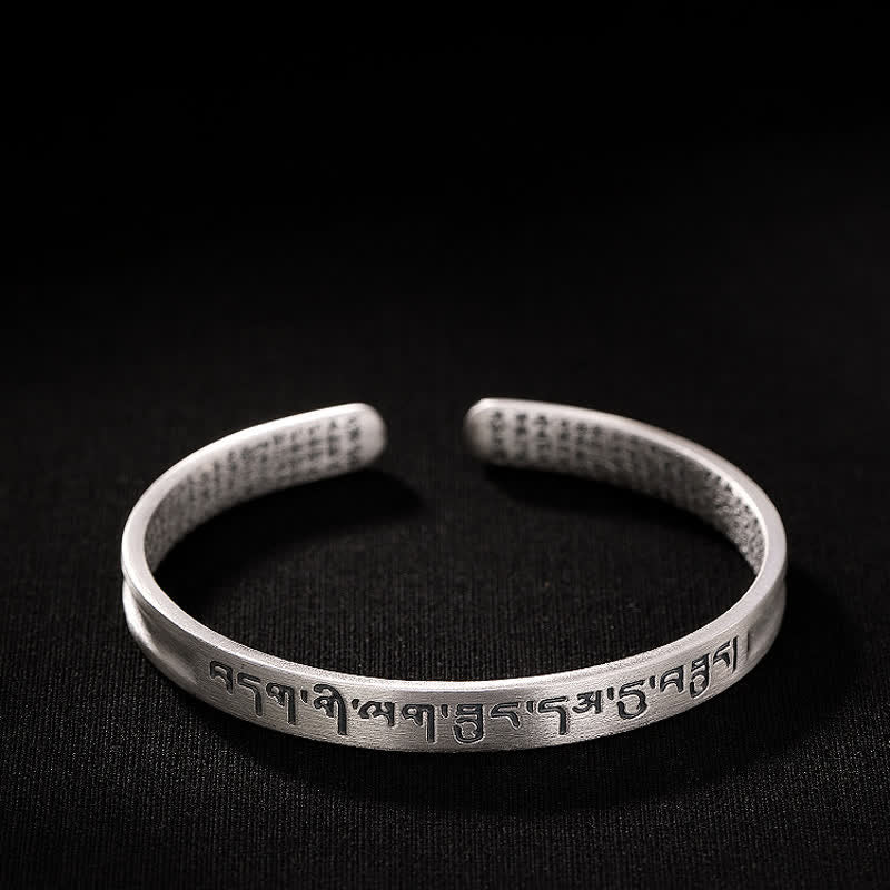 Buddha Stones999スターリングシルバー 六芒般若心経守護ブレスレットバングル