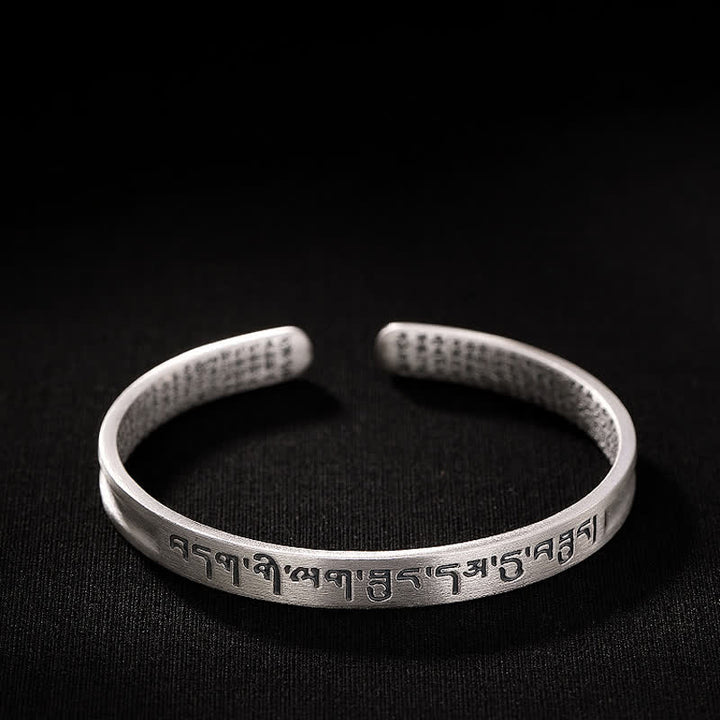 Buddha Stones999スターリングシルバー 六芒般若心経守護ブレスレットバングル