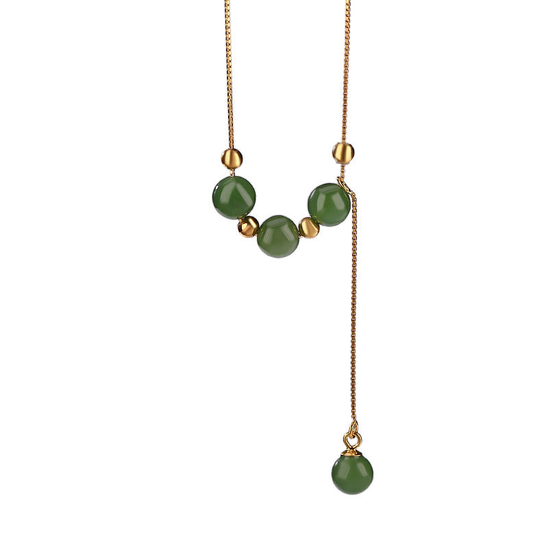 Buddha Stones925スターリングシルバー シアン翡翠ビーズ ヒーリングネックレスペンダント