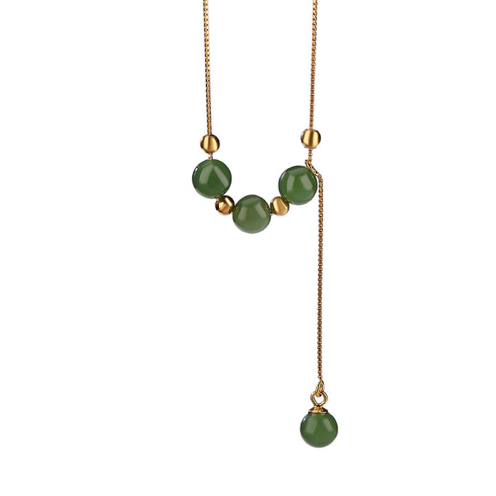 Buddha Stones925スターリングシルバー シアン翡翠ビーズ ヒーリングネックレスペンダント