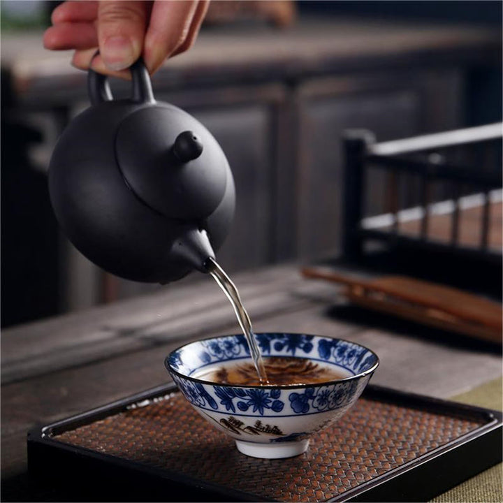 Buddha Stones、花、フーキャラクター、山、蓮、桜、陶器のティーカップ、カンフーティーカップ