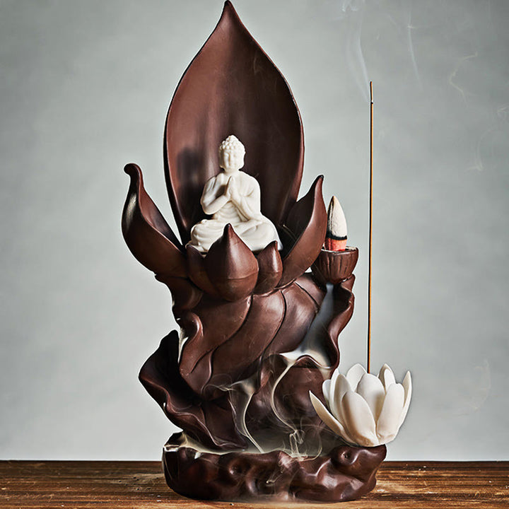 Buddha Stones蓮仏 観音菩薩 悟り 紫粘土 香炉 装飾