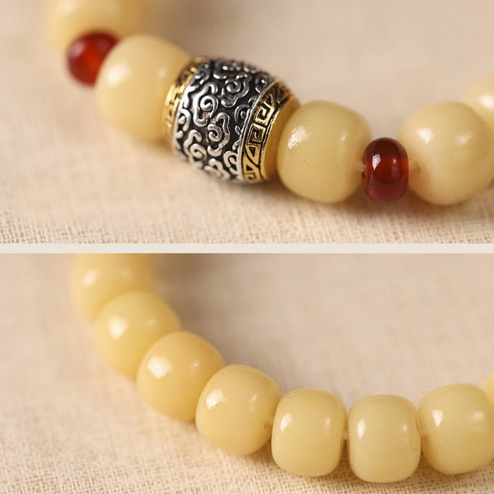 Buddha Stones菩提樹の吉兆雲福文字ビーズ平和ブレスレット