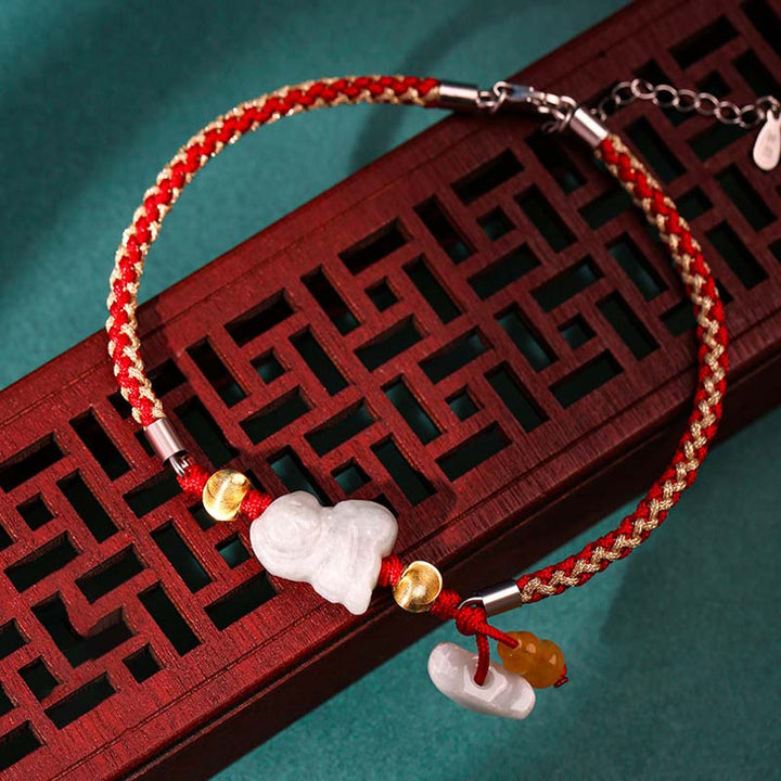 Buddha Stones中国の十二支翡翠 繁栄の赤紐のブレスレット アンクレット - モンキー（ブレスレット/アンクレットサイズ19.5+4cm） - image 12