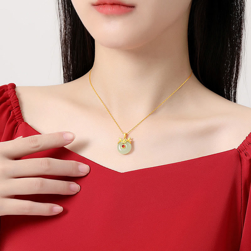 Buddha Stones925 スターリングシルバー 和田翡翠 中国十二支 龍年 赤瑪瑙 幸運の守護ネックレスペンダント