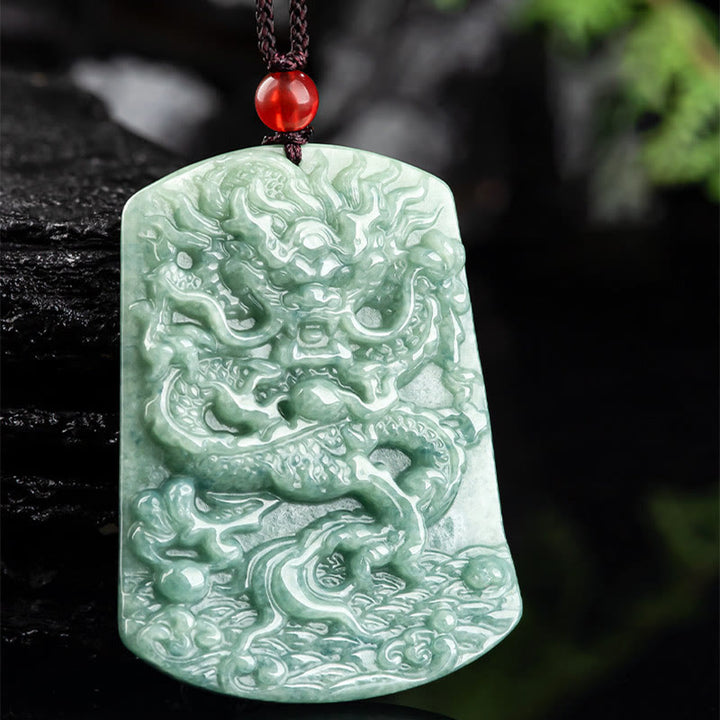 Buddha Stones天然翡翠 中国十二支 龍 海 幸運 紐 ネックレス ペンダント - image 6