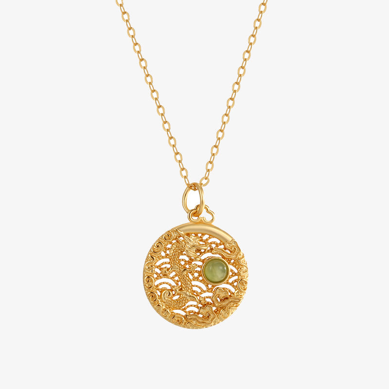Buddha Stones925 スターリングシルバー 龍年 縁起の良い雲 和田翡翠象嵌 幸運のネックレスペンダント