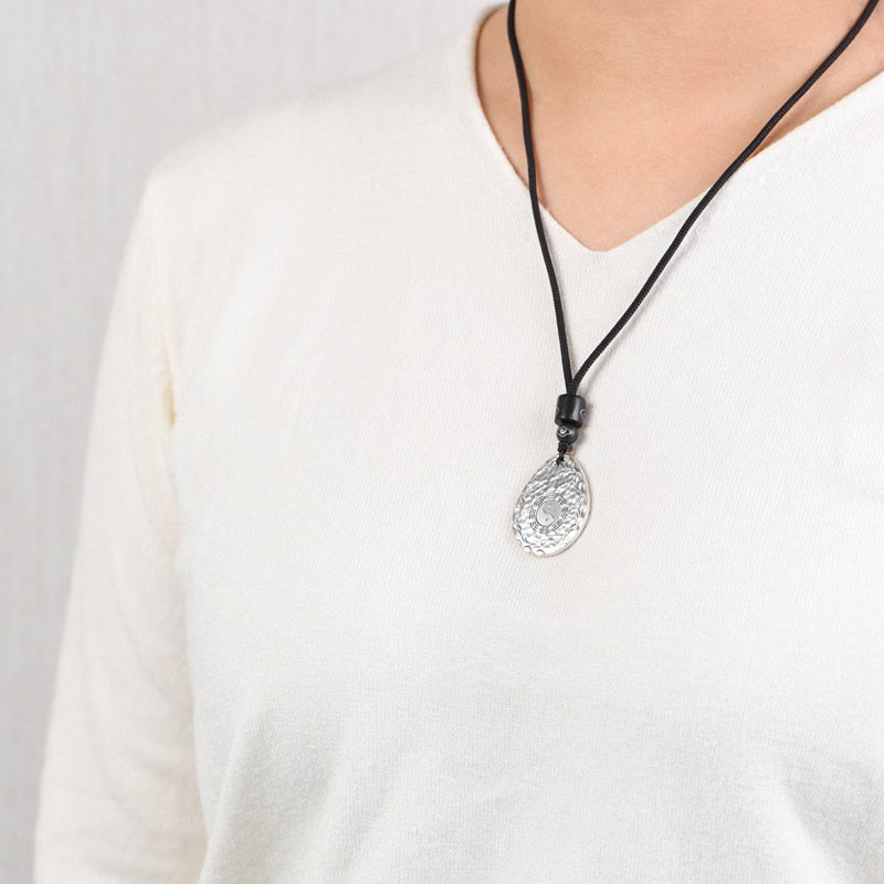 Buddha Stonesヴィンテージ 999 スターリングシルバー 陰陽 八卦 ウォータードロップデザイン バランス ハーモニー ネックレス ペンダント - image 10