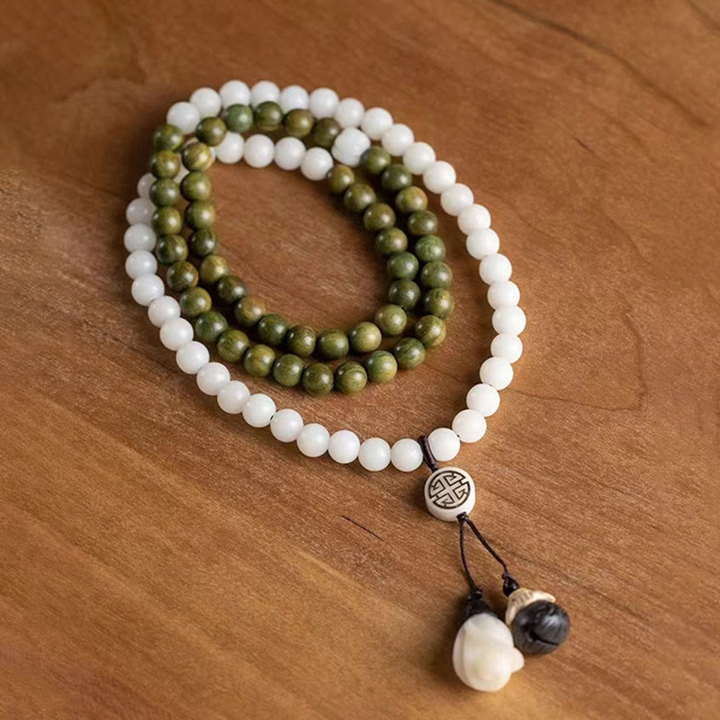 Buddha Stones天然グリーンサンダルウッド 菩提樹の癒しのブレスレット
