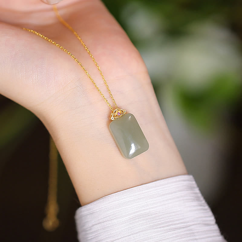 Buddha Stones925 スターリングシルバー 天然和田翡翠 シアン翡翠 幸運の笑う仏陀 蝶のネックレスペンダント - スクエア和田翡翠 - image 43