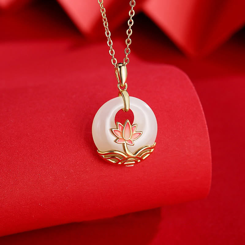 Buddha Stones925スターリングシルバー 和田白翡翠 蓮の花 祝福ネックレスペンダント - image 2