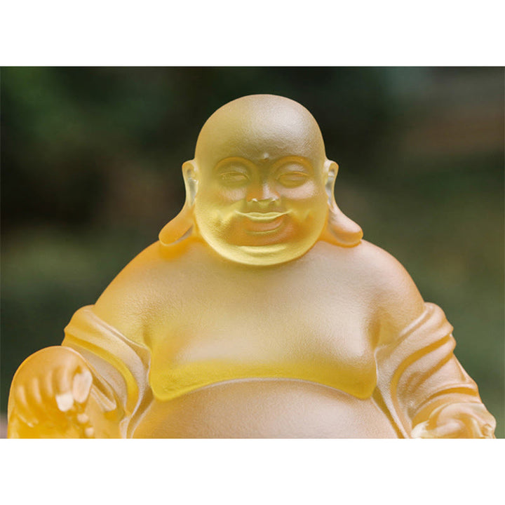 Buddha Stones手作り 笑う仏像 琉璃水晶 芸術品 富の像 家の装飾