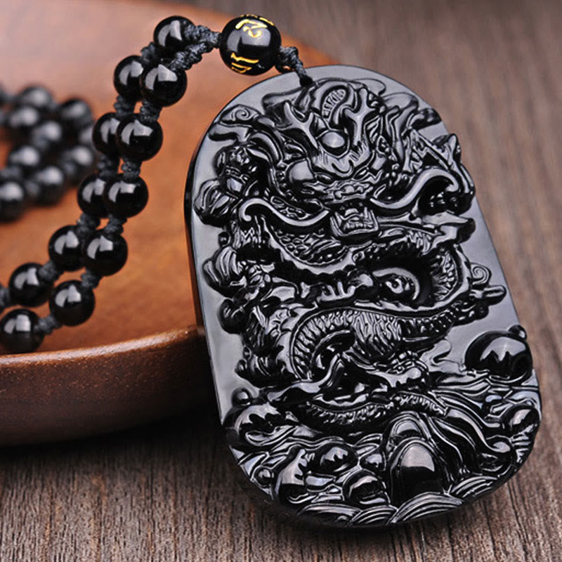 Buddha Stones黒曜石 龍成就ペンダントネックレス - image 6
