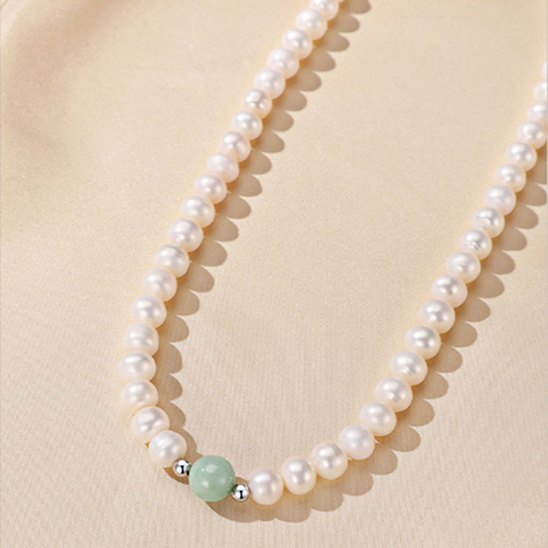 Buddha Stones 925スターリングシルバー 天然パール 翡翠 ヒーリングネックレス ブレスレット イヤリング ギフトボックス付き