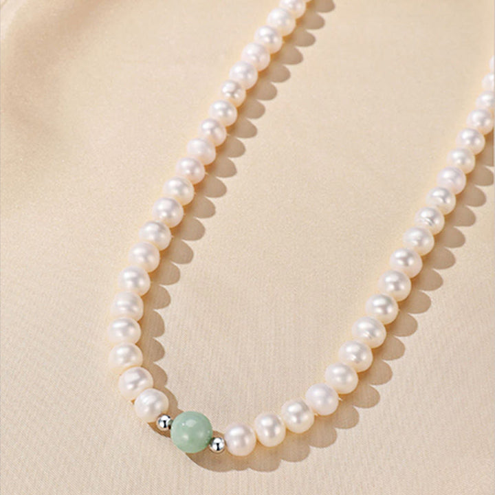 Buddha Stones 925スターリングシルバー 天然パール 翡翠 ヒーリングネックレス ブレスレット イヤリング ギフトボックス付き