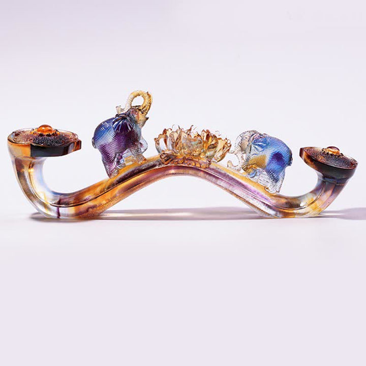 手作りのLiuliクリスタルRuyi象のアートピース、クリスタルベース付きホームデコレーション - image 3