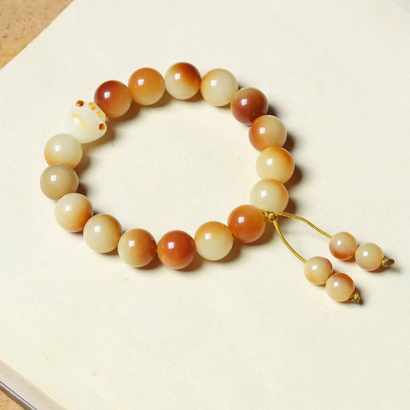 Buddha Stones天然菩提樹の実 愛らしい足爪 平和 知恵 ブレスレット
