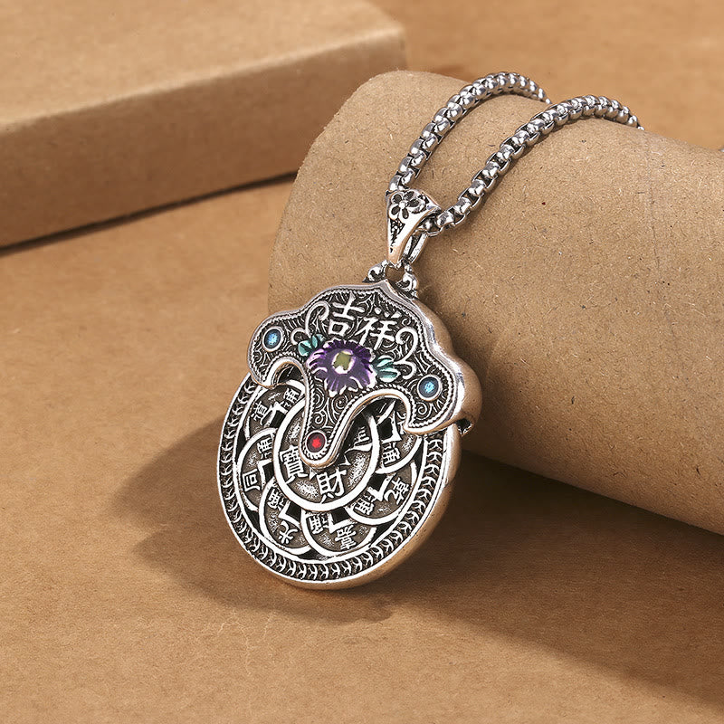Buddha Stones牡丹の花銅貨富のネックレスペンダント