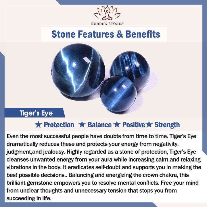 Buddha Stones 天然石 ブルータイガーアイ 守護ブレスレット