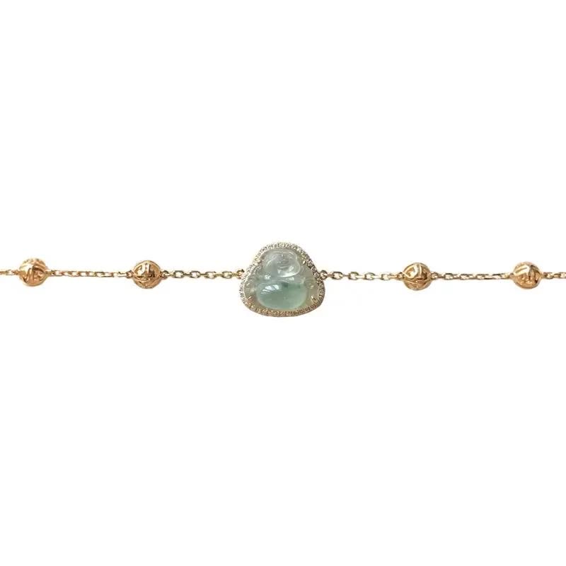 Buddha Stones笑う仏陀 翡翠 豊穣のチェーンブレスレット