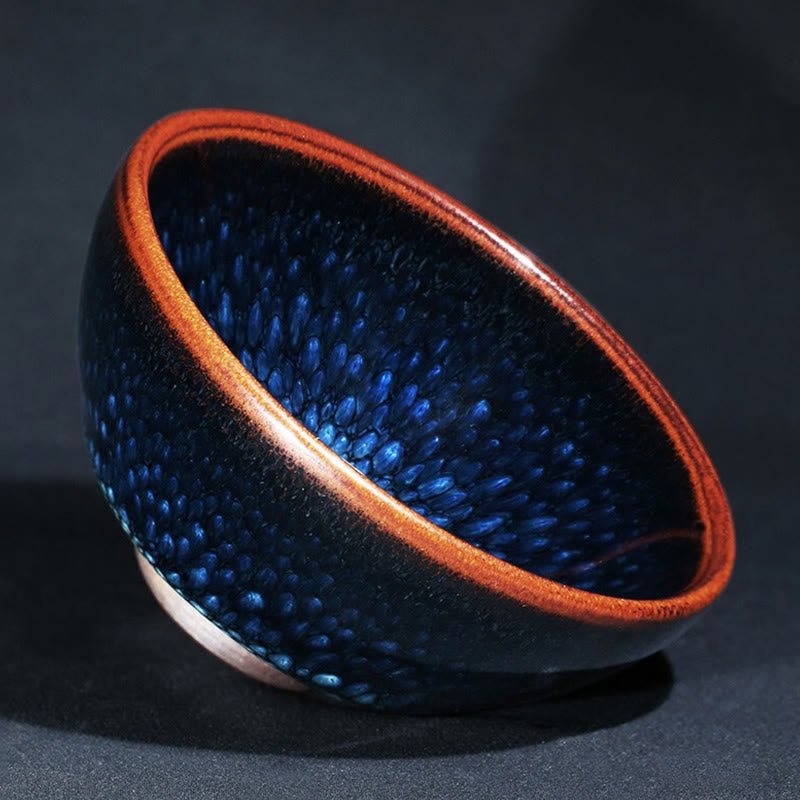 Buddha Stones手作り ブルーフランコリヌス スポット 中国 Jianzhan 陶器 ティーカップ カンフー ティーカップ ボウル