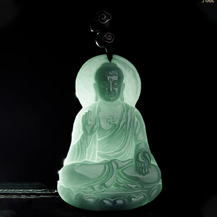 Buddha Stones阿弥陀仏 天然翡翠 蓮華 お守り 慈悲の紐 ネックレス ペンダント - image 8