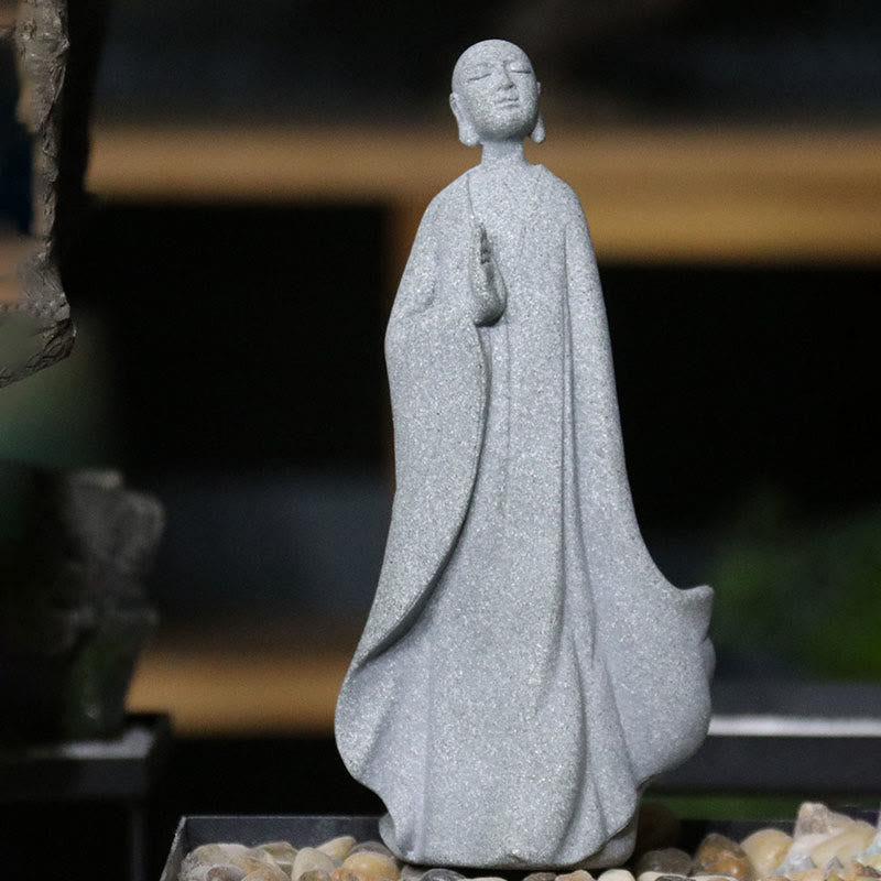 Buddha Stones瞑想 仏陀 僧侶 静寂 家の装飾 - 片手仏 8×7×18cm - image 0