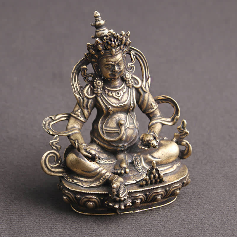 Buddha Stones黄色 ジャンバラ菩薩像 静寂の銅像 装飾