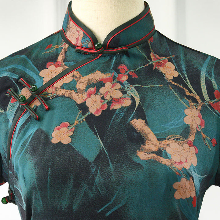Buddha Stonesヴィンテージピンクの花柄チャイナドレスレディースチーパオドレス - image 5