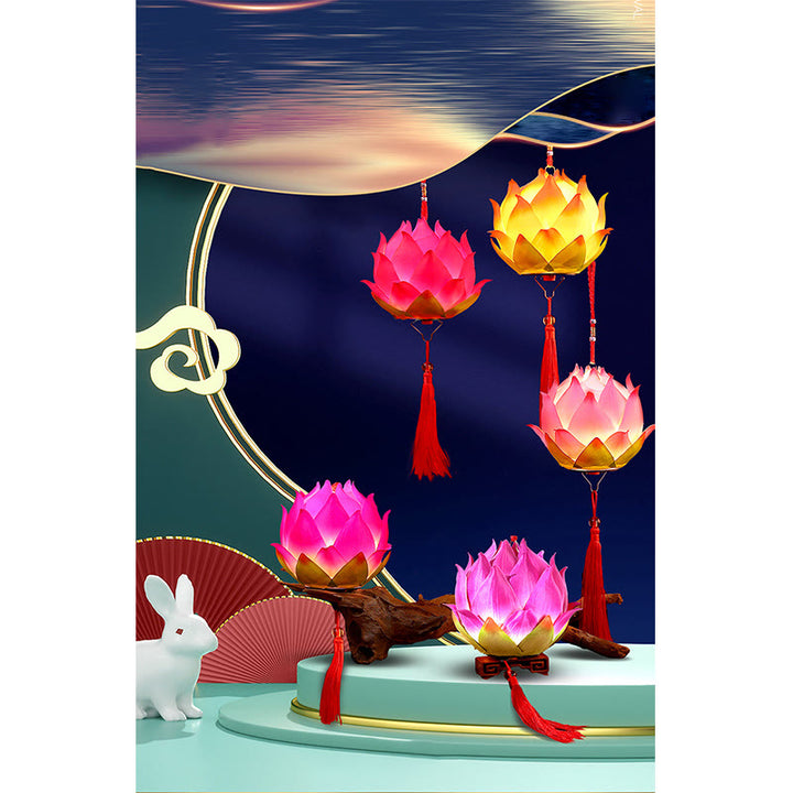 Buddha StonesDIY蓮の花ドラゴンランタンタッセルランプ装飾