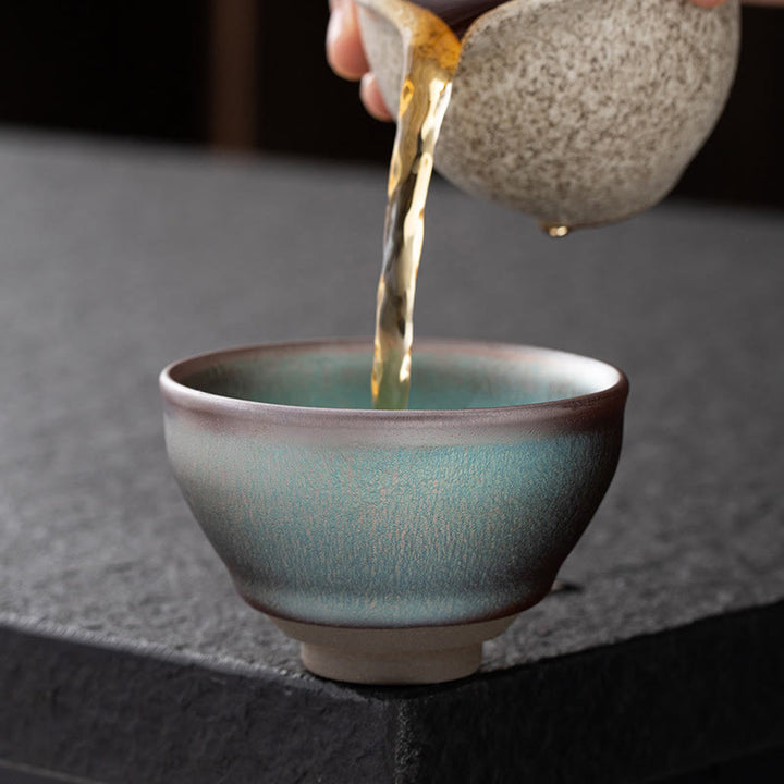 Buddha Stonesヴィンテージ ピンク カラフル 中国 Jianzhan 窯 陶器 ティーカップ カンフー ティーカップ ボウル