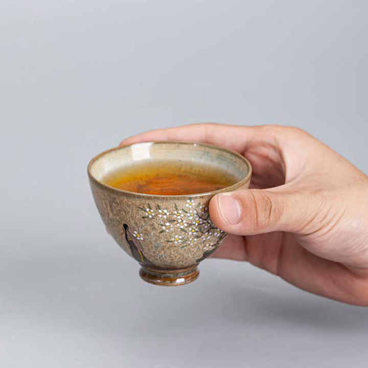 景徳鎮の手描きのBuddha Stones磁器漢服少女花陶器ティーカップカンフーティーカップ