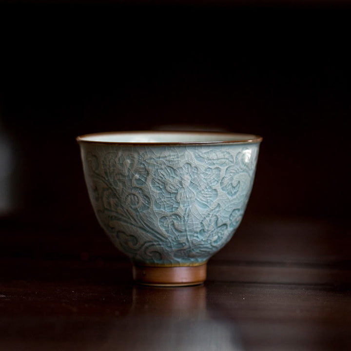 Buddha Stones蓮彫刻陶器ティーカップカンフーティーカップ