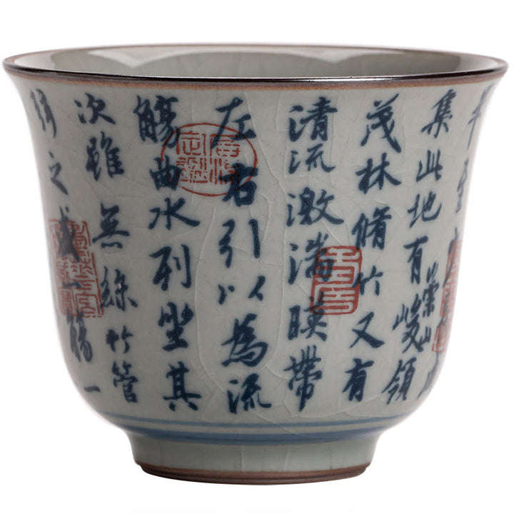 Buddha Stones、山水、蓮、蘭、亭、集いの陶器のティーカップ、カンフーティーカップ