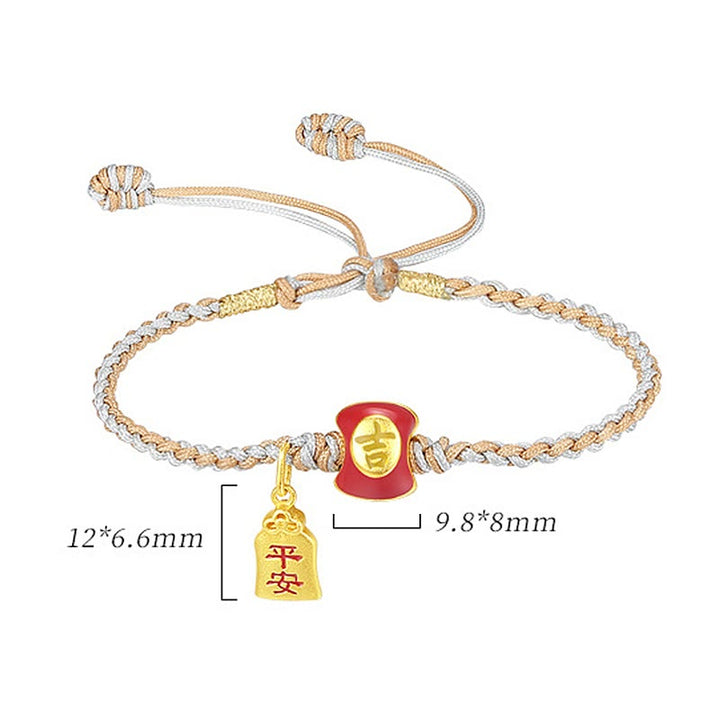 Buddha Stones925 スターリングシルバー ハンドメイド 縁起の良い漢字の祝福編み紐ブレスレット