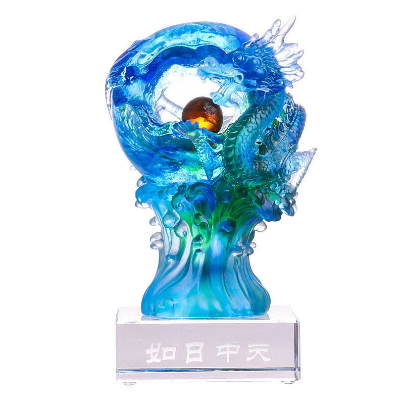 Buddha Stones手作り 青龍 琉璃 クリスタルアートピース 成功の守護 自宅 オフィス 装飾