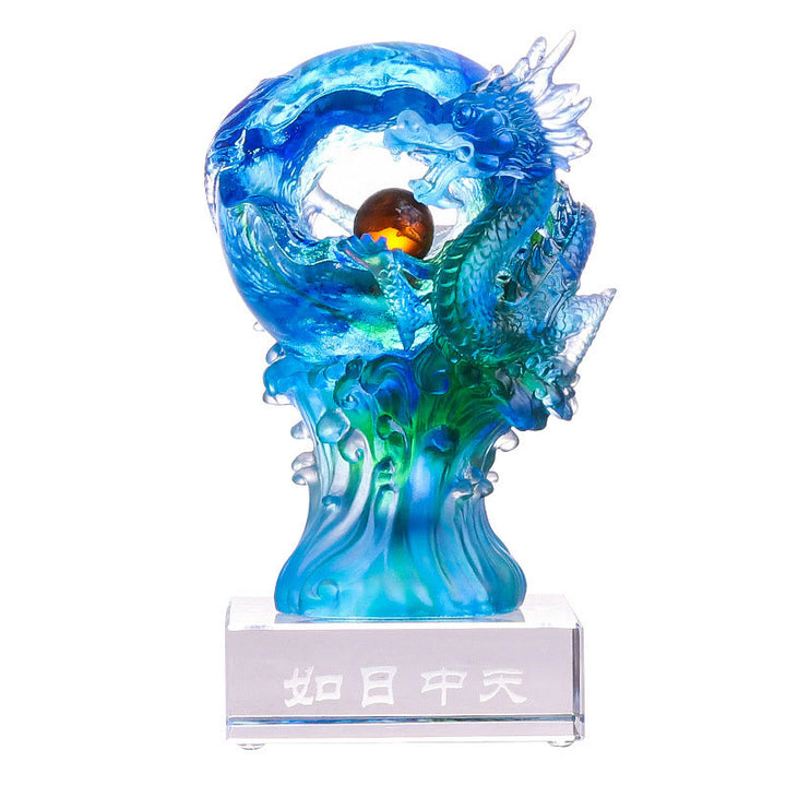 Buddha Stones手作り 青龍 琉璃 クリスタルアートピース 成功の守護 自宅 オフィス 装飾