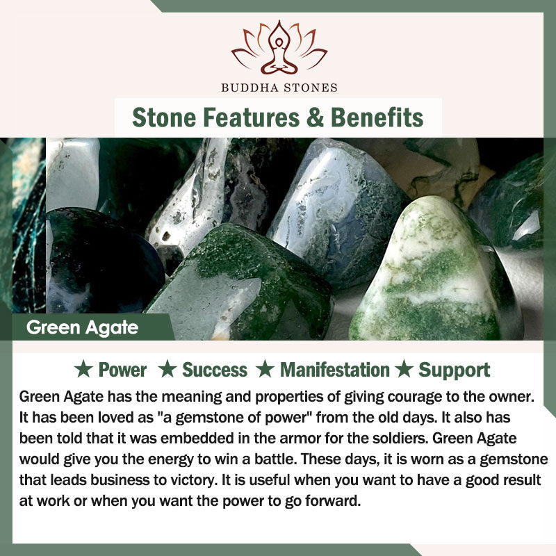 Buddha Stonesグリーンアゲートビーズサポートブレスレット