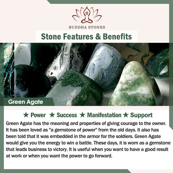 Buddha Stonesグリーンアゲートビーズサポートブレスレット