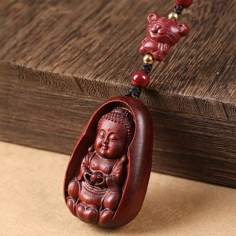 Buddha Stones小葉紅檀仏 辰砂 十二支 お守り 守護キーチェーン